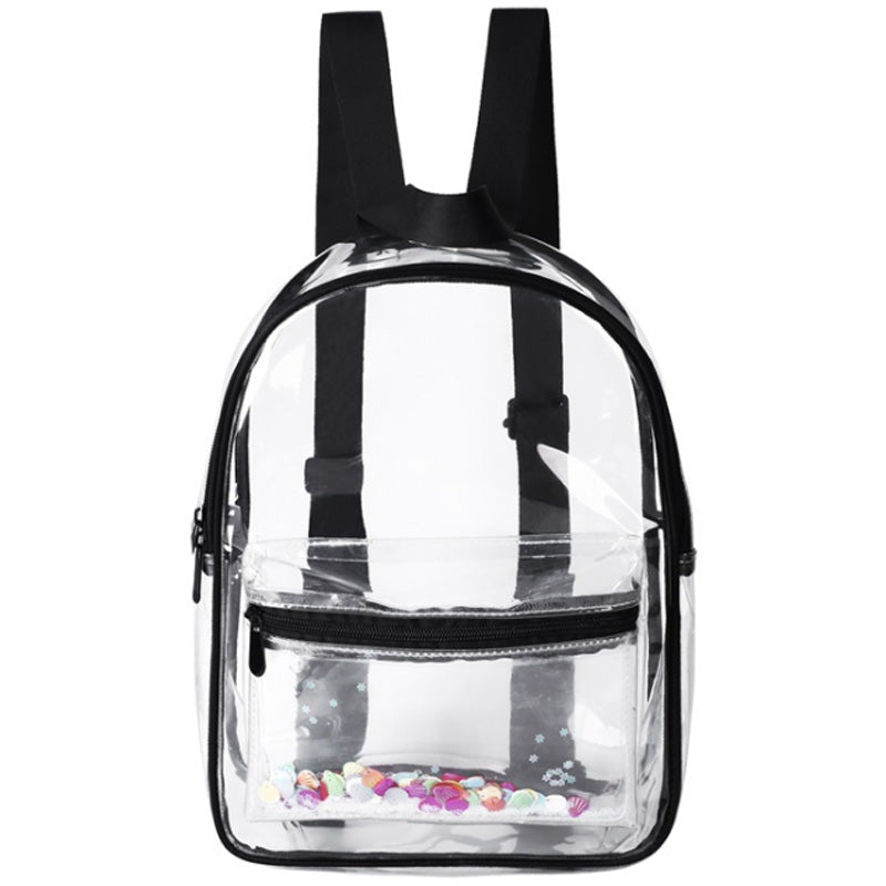 Fashion Lady Backpack Transparent Black Wild Student Bag Youth Backpack - ebowsos
