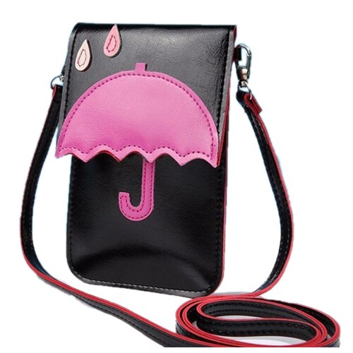 Fashion Lady Shoulder Bag Lovely Umbrella Phone Wallet Touch Screen PU Money Bag  Shopping Crossbody Bags Mint Gre - ebowsos