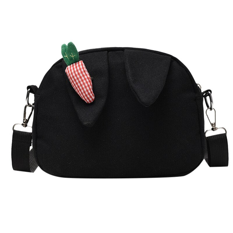 Fashion Lady Solid Color Canvas Bag Eat Radish Cute Shoulder Bag Wild Portable Messenger Bag Student Bag Summer - ebowsos