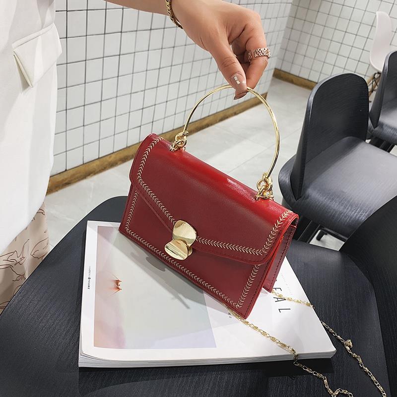 Fashion Leaf Flip Bag Pu Texture Chain Bag Small Lady Shoulder Bag Messenger Bag - ebowsos