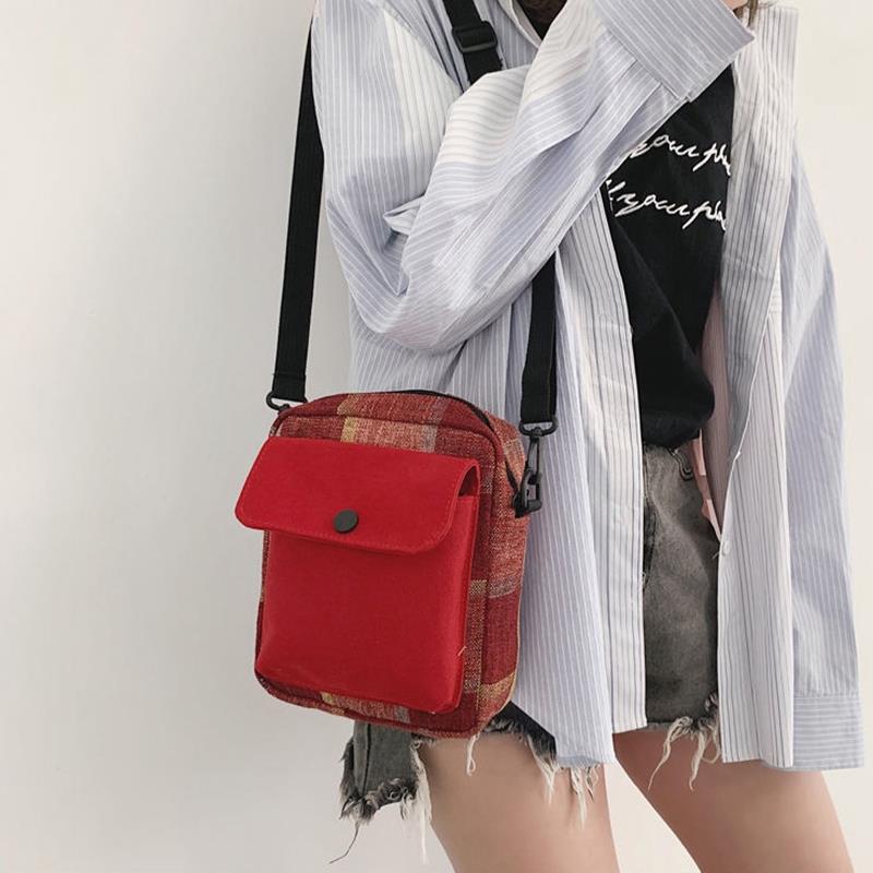 Fashion Literary Wild Slanting Small Cloth Bag Hong Kong Style Simple Casual Canvas Bag Female Shoulder - ebowsos
