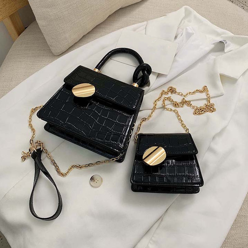 Fashion New Tote Bag Leather Women'S Handbag Crocodile Pattern Chain Shoulder Messenger Bag - ebowsos