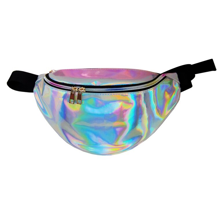 Fashion PU Fanny Pack Laser Purse Reflective Translucent Waist Chest Bag(Gold) - ebowsos