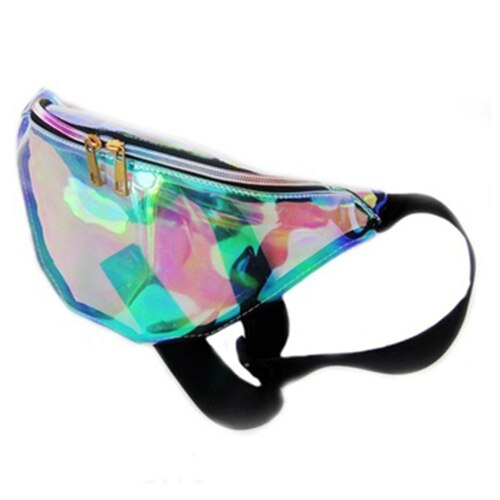 Fashion PU Fanny Pack Laser Purse Reflective Translucent Waist Chest Bag(Gold) - ebowsos