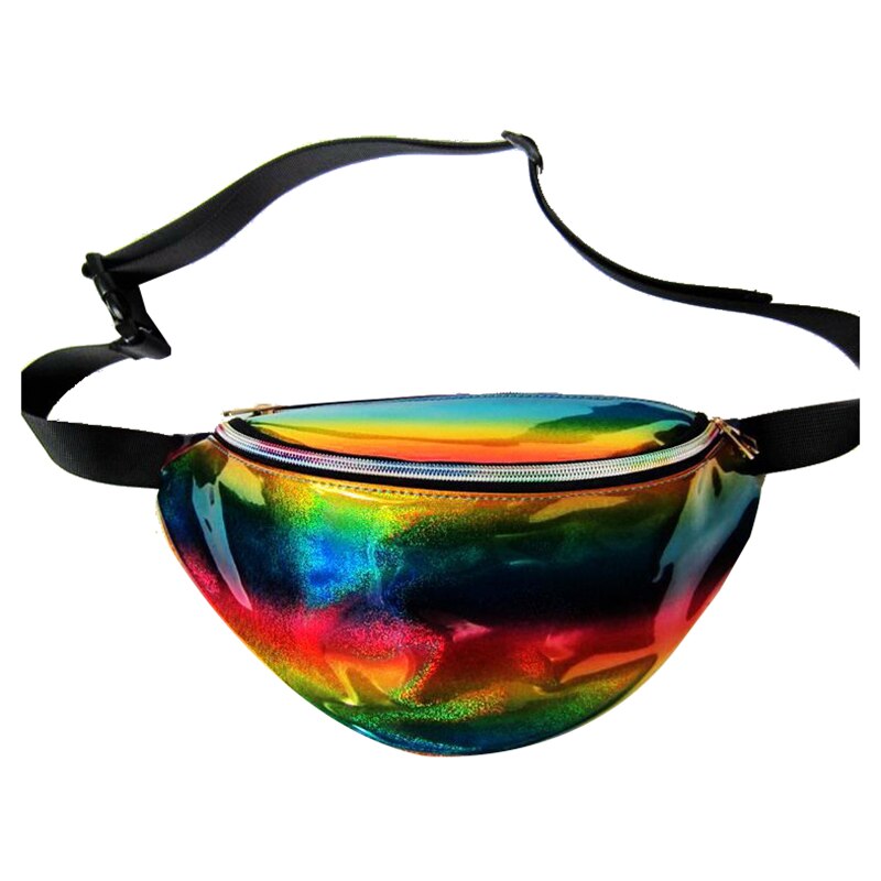 Fashion PU Fanny Pack Laser Purse Reflective Translucent Waist Chest Bag(Gold) - ebowsos