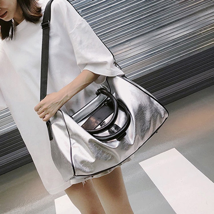 Fashion Pu Leather Handbag Crossbody Big Female For Women Silver Girl Messenger Hand Ladies Bags Tote Travel - ebowsos