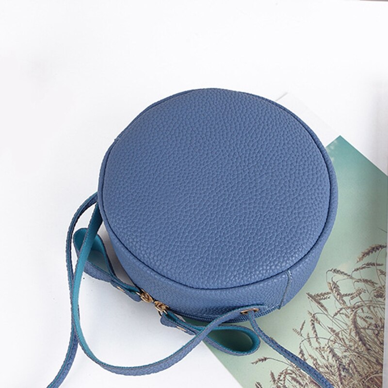 Fashion Pu Leather Lady Crossbody Bag Women Bag Simple Design Messenger Bag Circular Handbag Mini Mobile Phone Bags - ebowsos