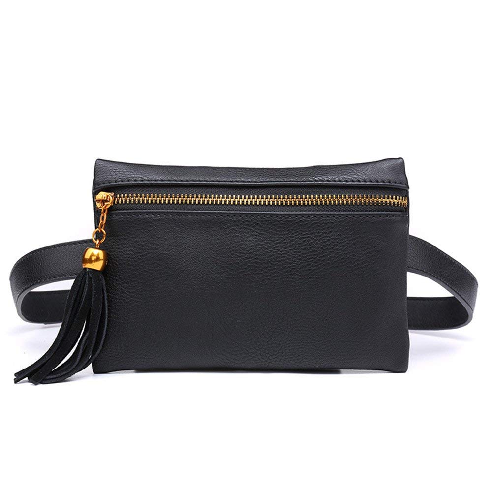 Fashion Solid Fanny Bag Black Female Adjusted Belt Bag Ladies Casual Waist Pack - ebowsos