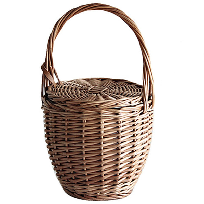 Fashion Summer New Women Beach Basket Straw Hand Bag Cover Handbag Wicker Handmade Small Women Bohemia Tote Travel Clutch - ebowsos