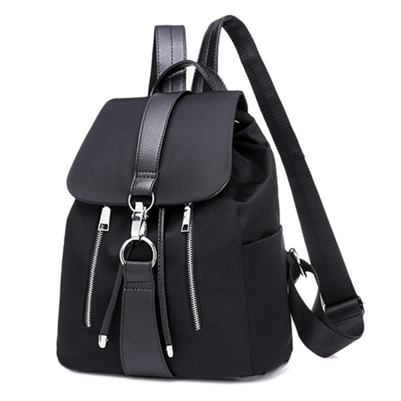 Fashion Waterproof Oxford PU Leather Backpack Girls School Bag Shoulder Bag Women Backpacks(Black) - ebowsos