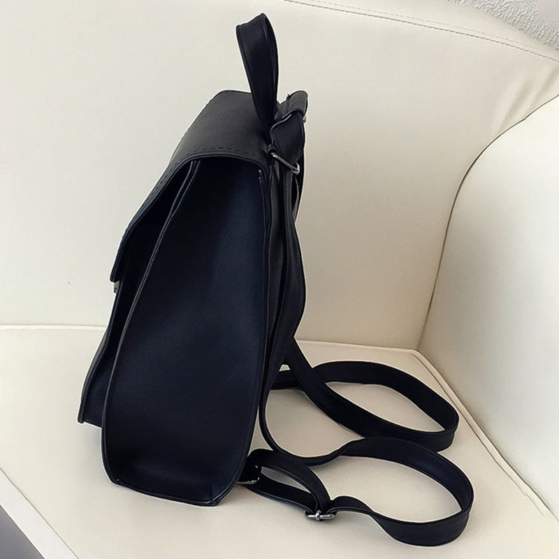 Fashion Women Backpack Women'S Pu Leather Backpacks Girl School Bag Backpack Vintage Shoulder Bags Travel(Black) - ebowsos