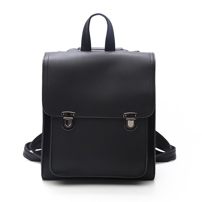 Fashion Women Backpack Women'S Pu Leather Backpacks Girl School Bag Backpack Vintage Shoulder Bags Travel(Black) - ebowsos