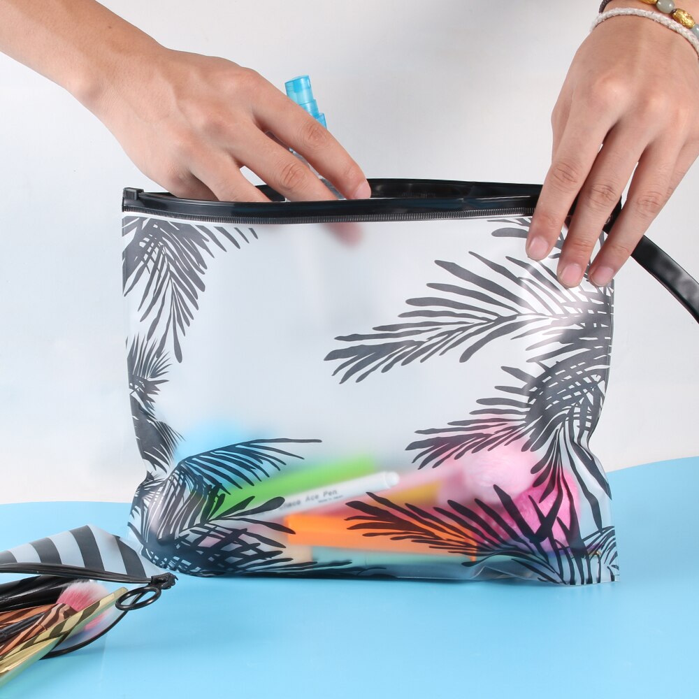 Fashion Women Clear Cosmetic Bags PVC Toiletry Bags Travel Organizer Makeup Bag Bath Wash Make Up Box - ebowsos