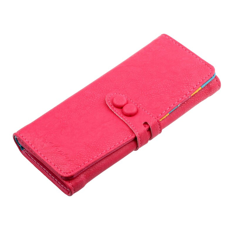 Fashion Women Cute Candy Soft Leather Change Purse Long Wallet Black - ebowsos