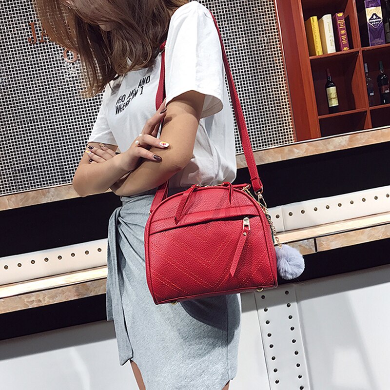 Fashion Women Handbag PU Women Messenger Bags With Ball Toy Bolsa Female Shoulder Bags Ladies Party Handbags New - ebowsos