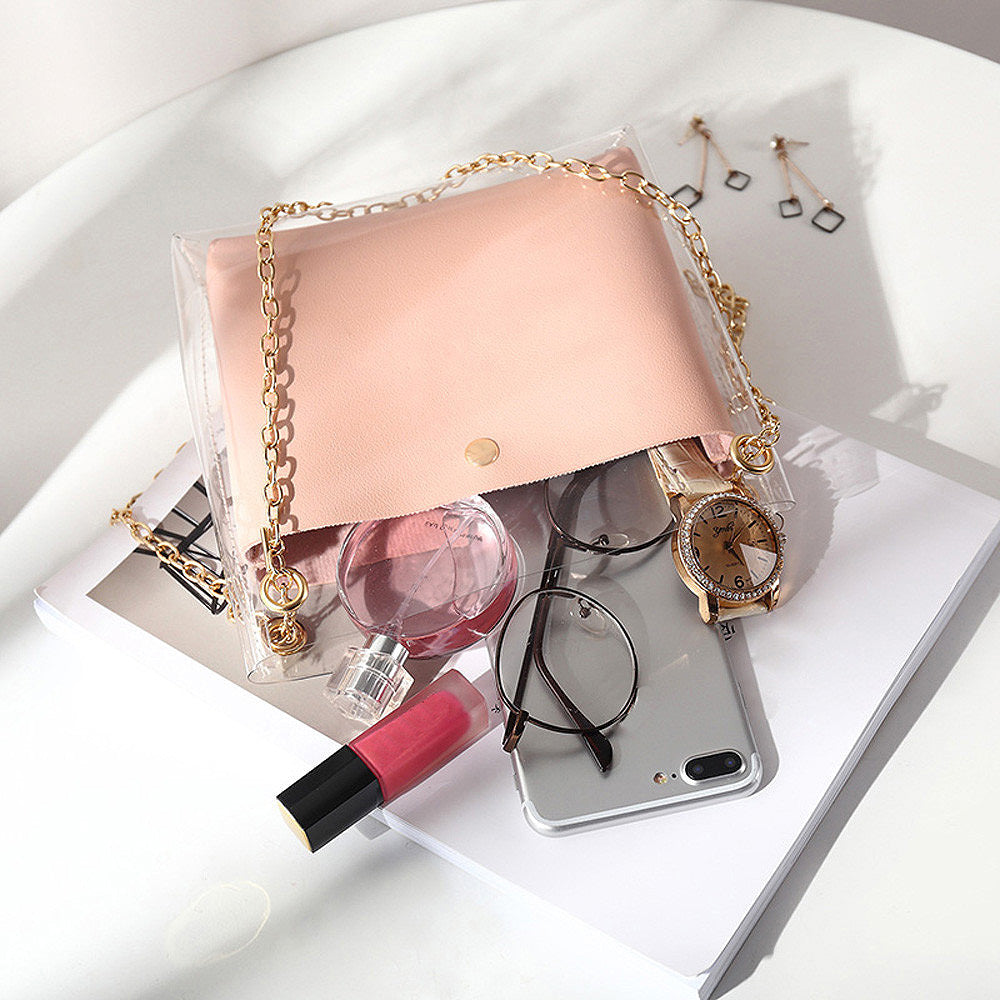 Fashion Women Mini Small Shoulder Bag Clear Transparent Girls Cute Composite Bag Female Handbags - ebowsos