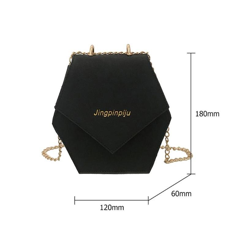 Fashion Women PU Chain Shoulder Bags Geometric Hexagon Polygon Casual Crossbody Bag Flap Hasp Chain - ebowsos