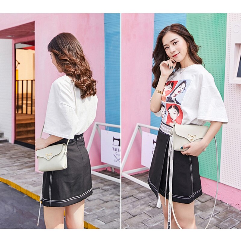 Fashion Women's One Shoulder Bags Bowknot Hardware Decoration PU Mini Crossbody Phone Bag Light Gray - ebowsos