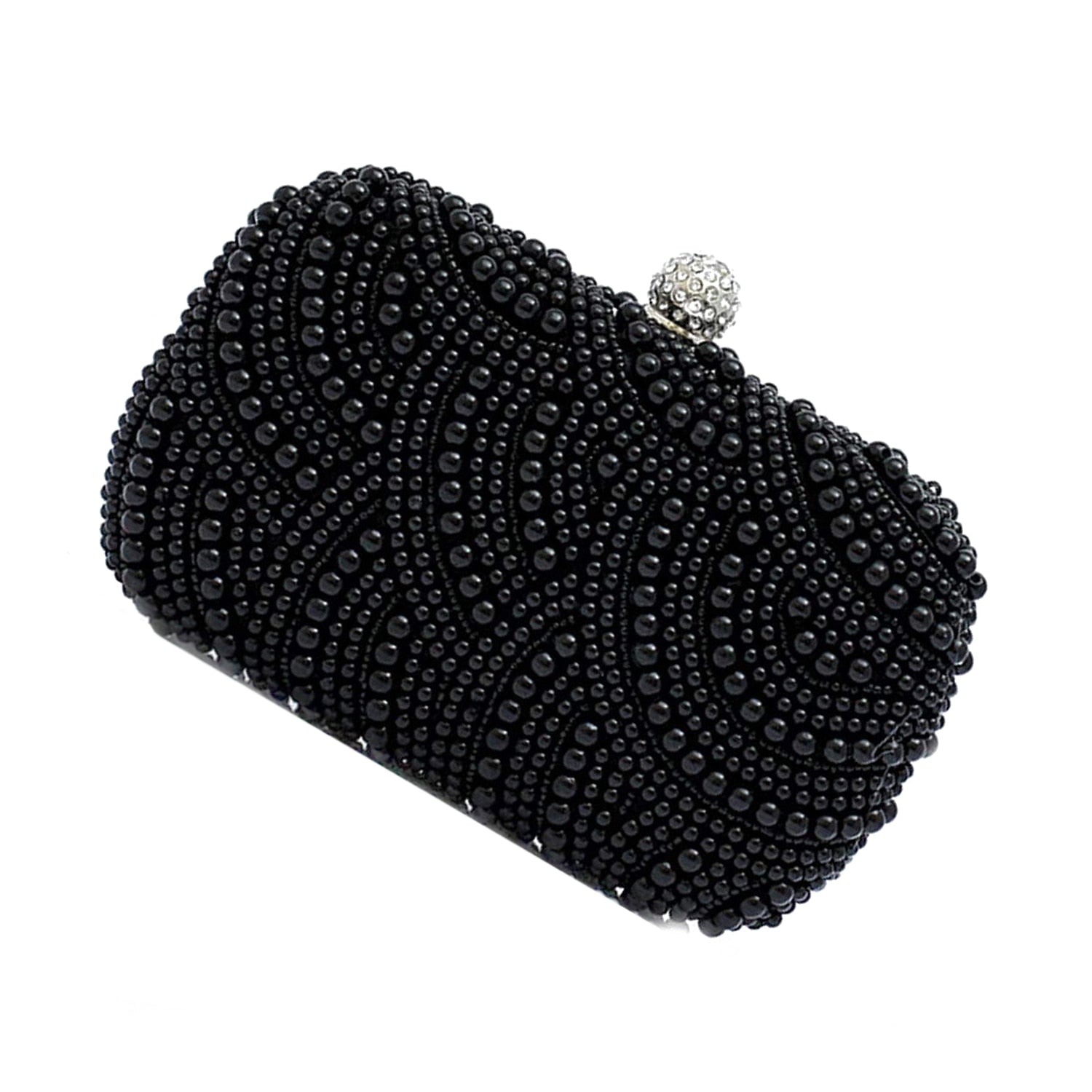 Fashion clutch bead clutch bridal bag under arm bag party wedding evening bag, black - ebowsos