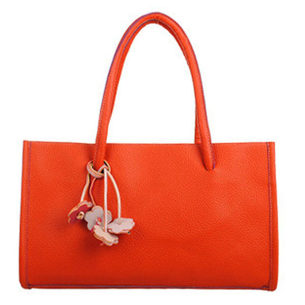 Fashion girls Travel handbags leather shoulder bag candy color flowers tote - ebowsos