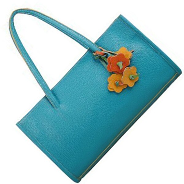 Fashion girls Travel handbags leather shoulder bag candy color flowers tote - ebowsos