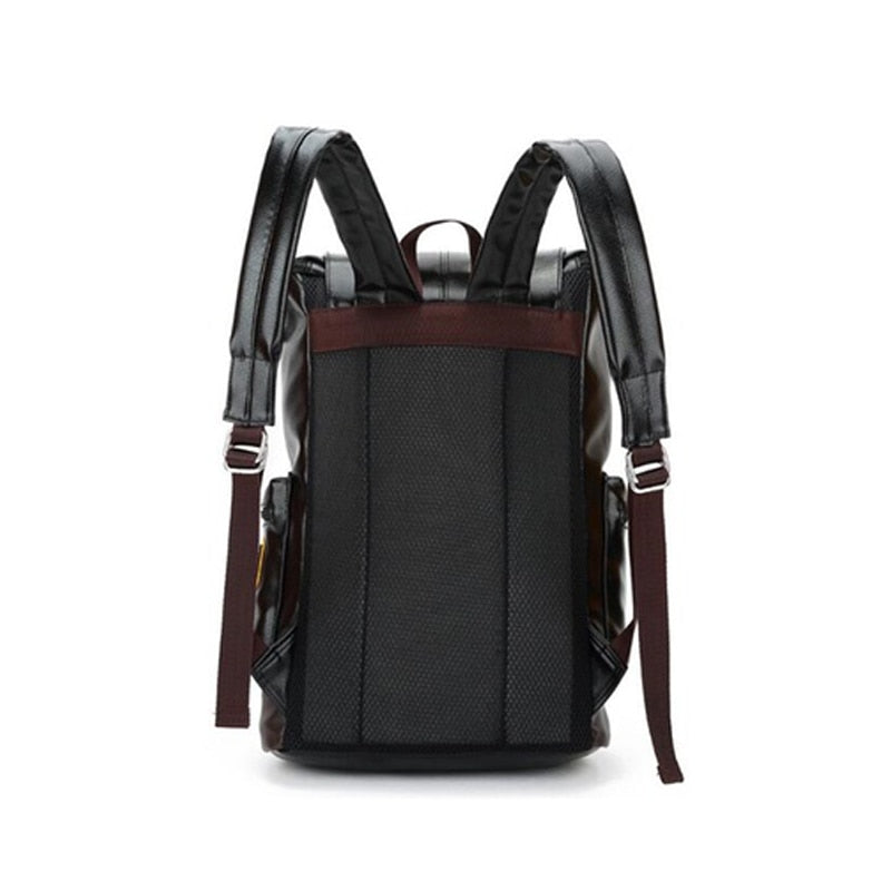 Fashion men Backpacks Quality Pu Leather School Backpacks for Teenage Boy Preppy Style Shoulder Bag Daypack for men - ebowsos