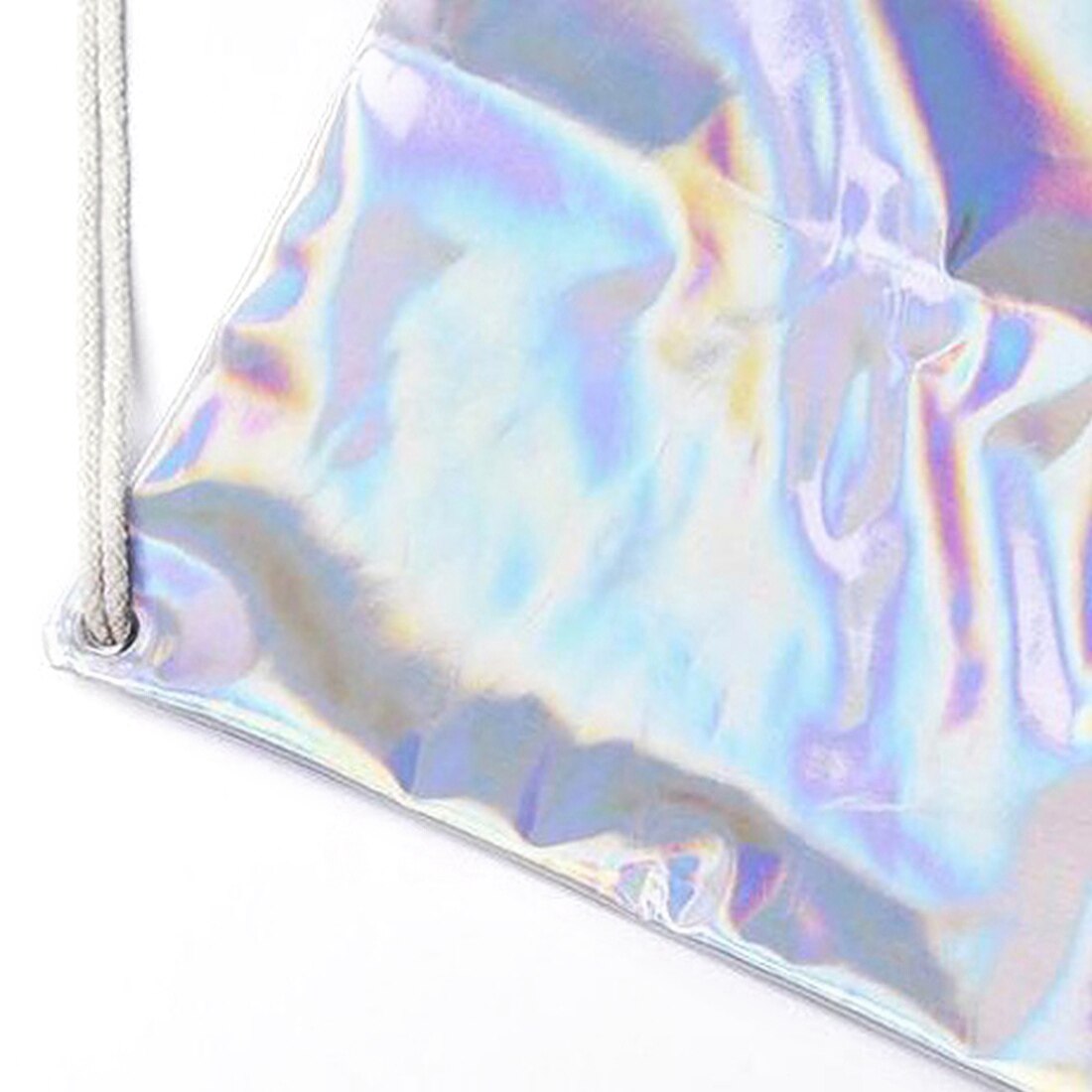 Fashion popular gradient laser shoulder bag irregular solid color glare DrawString shoulder bag fashion casual backpack - ebowsos
