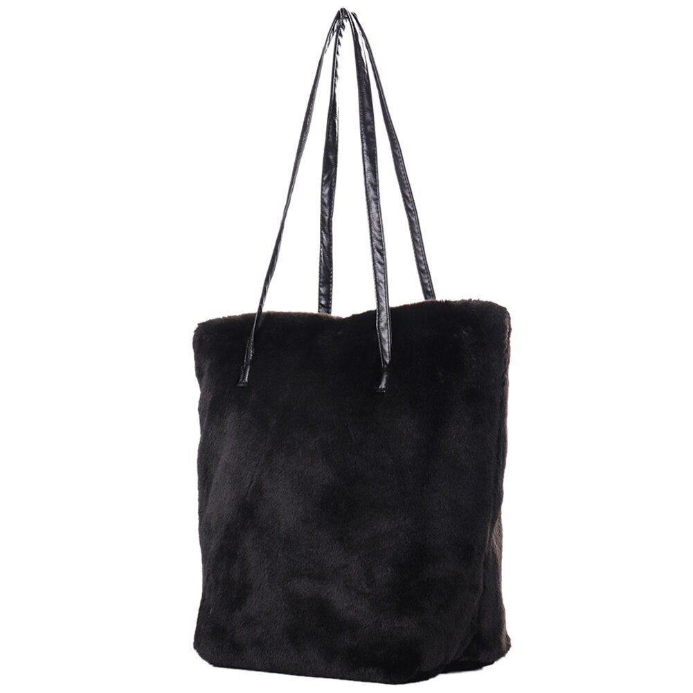 Faux Fur Furry Sling Shoulder Handbag Bag Plush Fashion Top-Handle Hand Purses Bags Causal Tote Ladies Handbags Women Bag - ebowsos