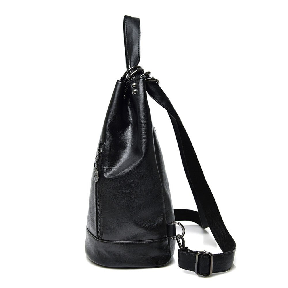 Female Backpack Feminina Casual Multifunction Women Leather Backpack Female Shoulder Bag Travel Back Pack - ebowsos
