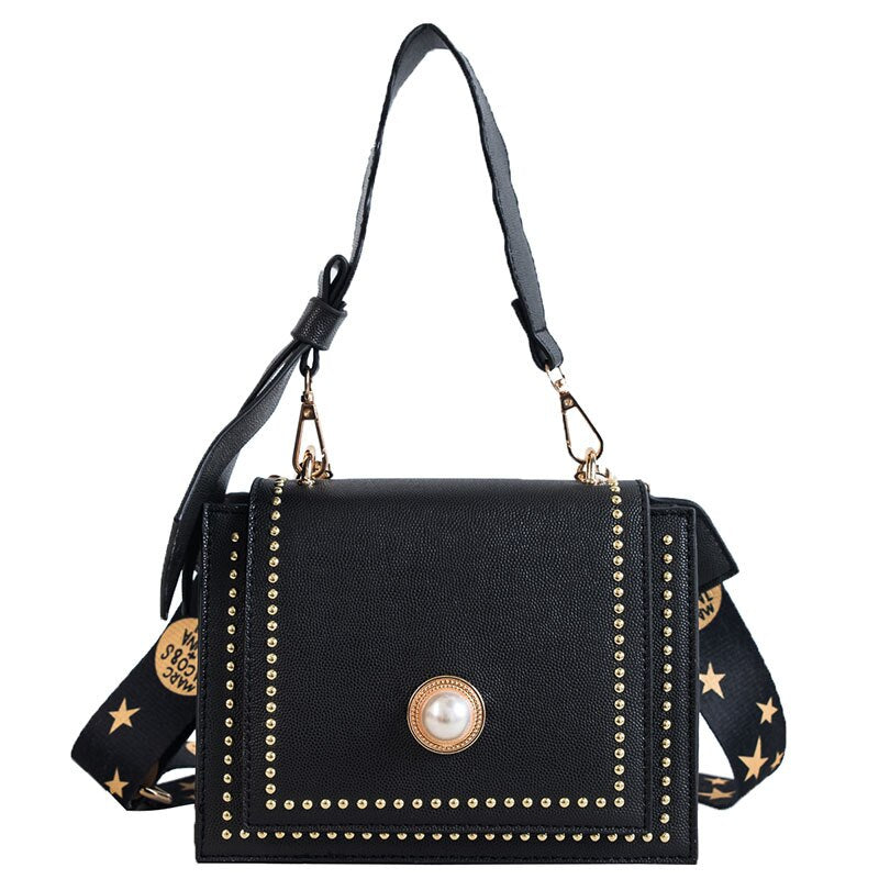 Female Bow Handbag Rivet Shoulder Messenger Bag Fashion Foreign Small Square Bag - ebowsos