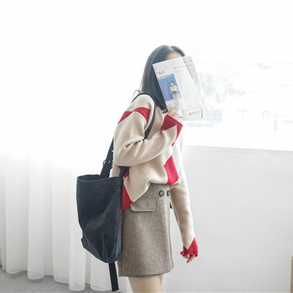 Fresh Korean Over Shoulder Bags Women Crossbody Handbags Bag Adjustable shoulder strap Ladies Messenger Bags(Black) - ebowsos