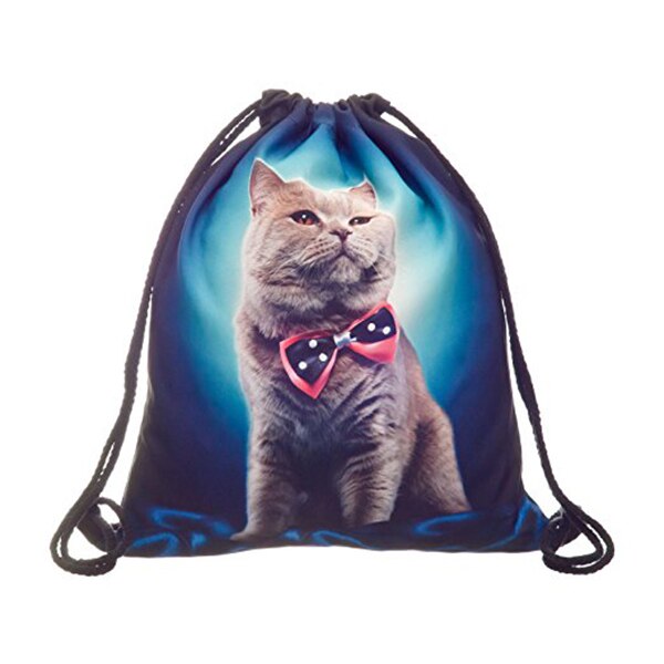 Full print Men's Women's Kids bag Teenage Drawstring Bag Shoulder School Backpack Rucksack backpack Travel Gym(Cat) - ebowsos