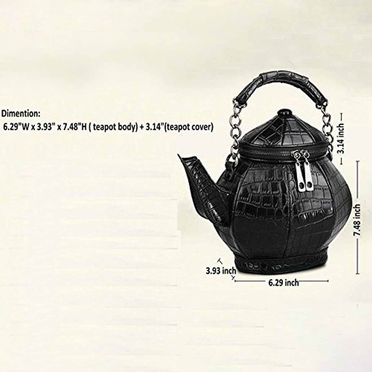 Funny Gothic Purse Teapot Shaped Crossbody Handbag Top-Handle Tote Women'S Shoulder Bags - ebowsos