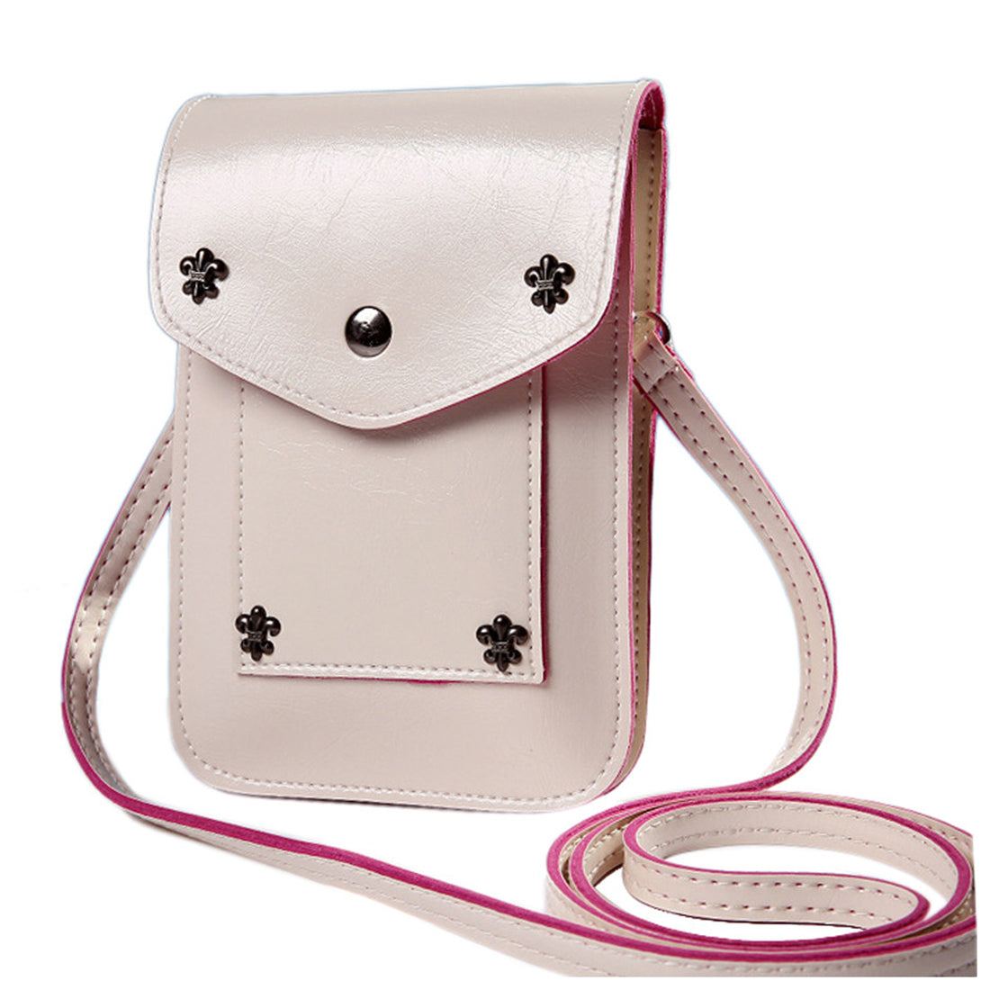 Girl Handbags Five Small Rivets Women Mini Shoulder Messenger Bag Handbag(Beige) - ebowsos