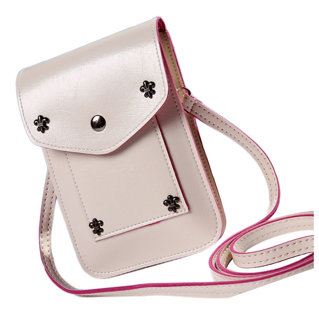 Girl Handbags Five Small Rivets Women Mini Shoulder Messenger Bag Handbag(Beige) - ebowsos