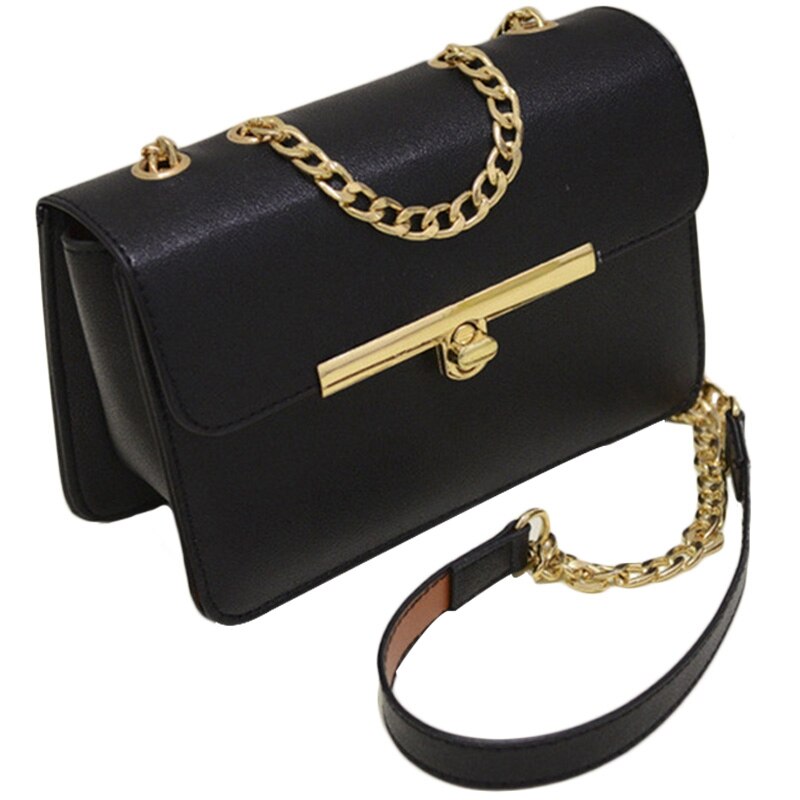 Girls Ladies Mini Fashion Sling Shoulder Bags Women Crossbody Chain Pu Handbag Small Messenger Bags(Black) - ebowsos