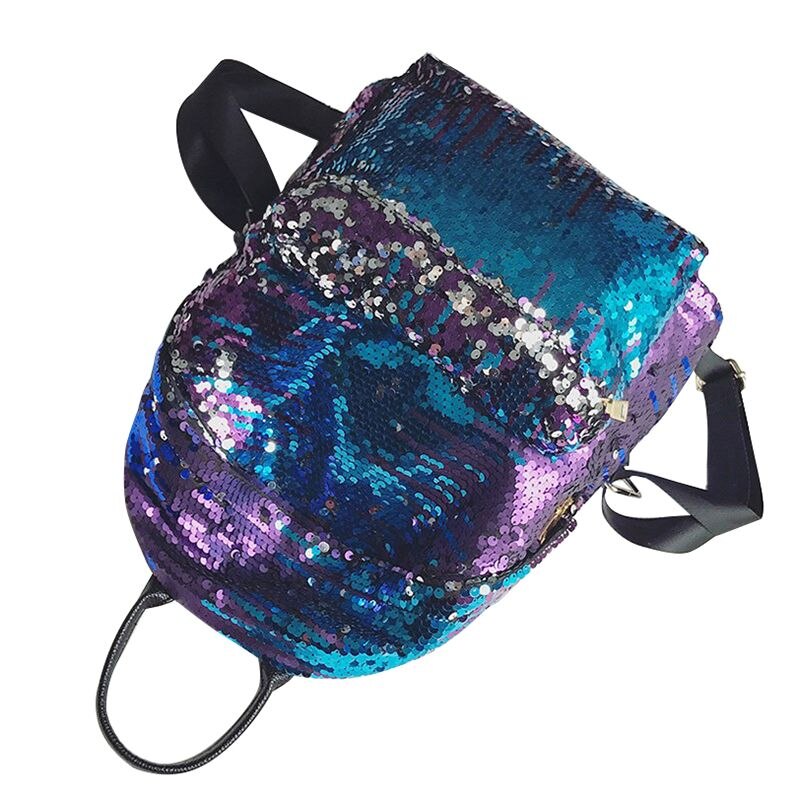 Girls Small Sequin Backpack Glitter Bling Rucksack for School Women Shiny Casual Daypack (Blue) - ebowsos