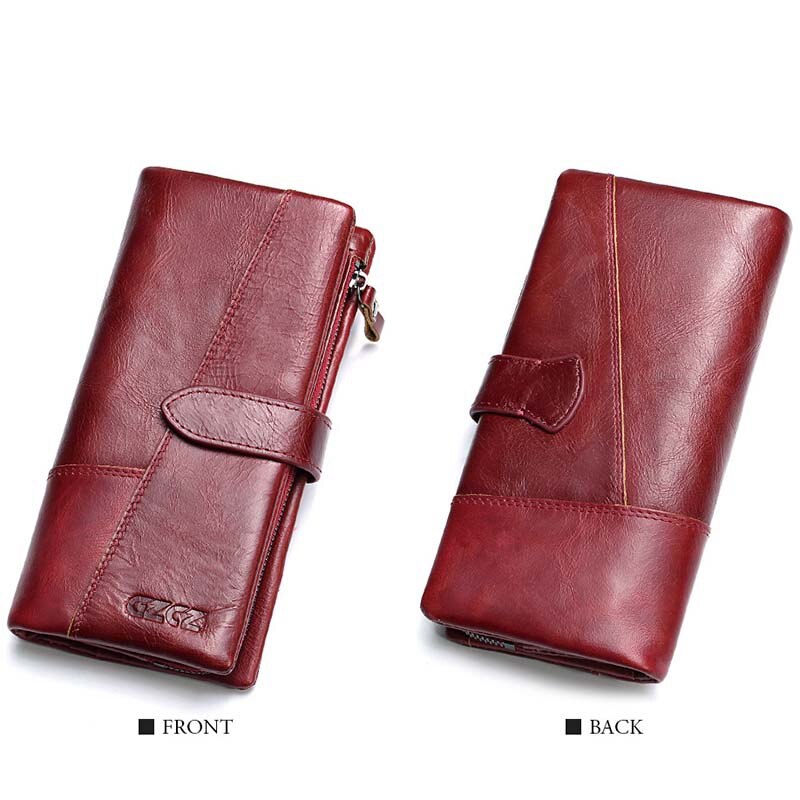 Gzcz Women Wallet Genuine Leather Female Long Clutch Lady Money Bag Magic Zipper Coin Purse - ebowsos