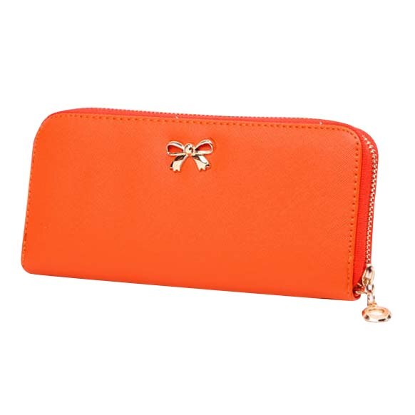 HOT Women Bowknot Coin Purse Solid Long Card Holder Case Wearable Wallet Handbag - ebowsos