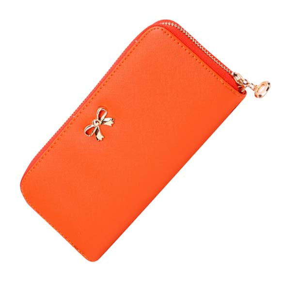 HOT Women Bowknot Coin Purse Solid Long Card Holder Case Wearable Wallet Handbag - ebowsos