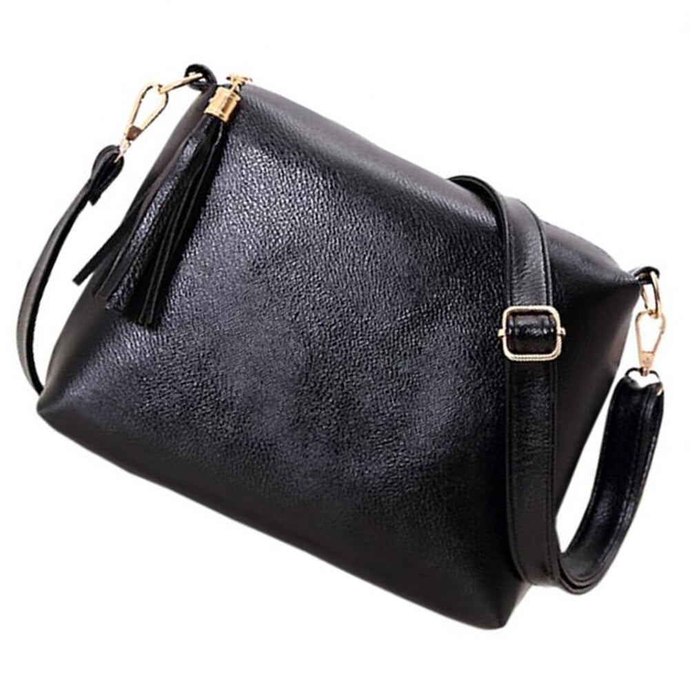 Handbags Mini PU Messenger Bag Small Diagonal Women One Shoulder Tassel Bags(Black) - ebowsos