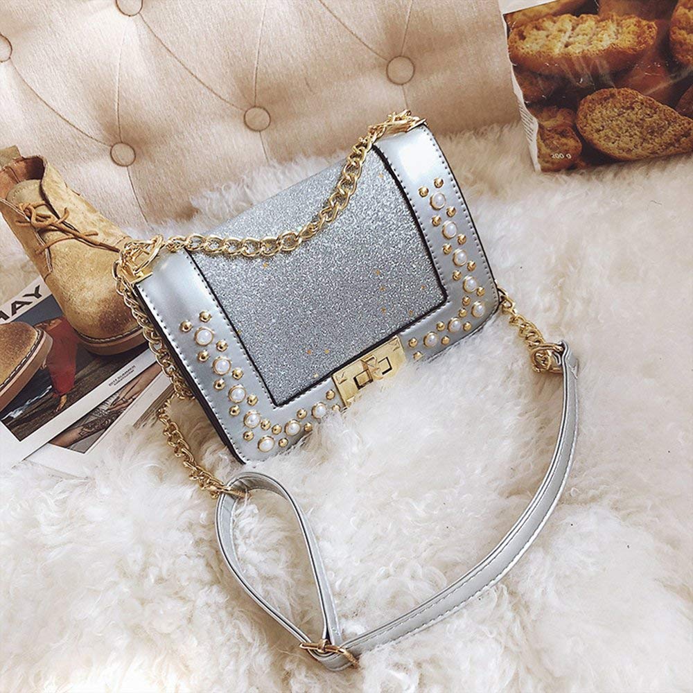 Handbags Women's Cross body Bags Messenger Shoulder Bag for Women Shining Silver - ebowsos