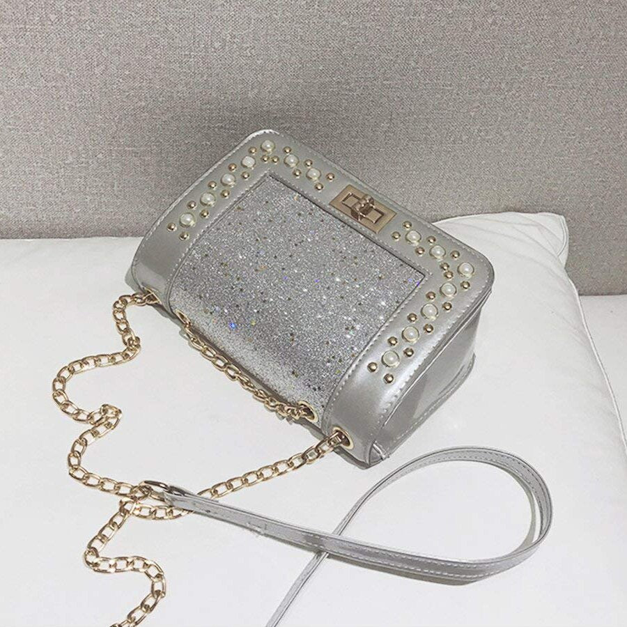 Handbags Women's Cross body Bags Messenger Shoulder Bag for Women Shining Silver - ebowsos