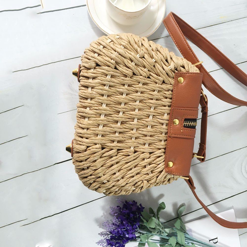 Handmade Beach Woven Zipper Rag Hanger One Shoulder Portable The Bag - ebowsos