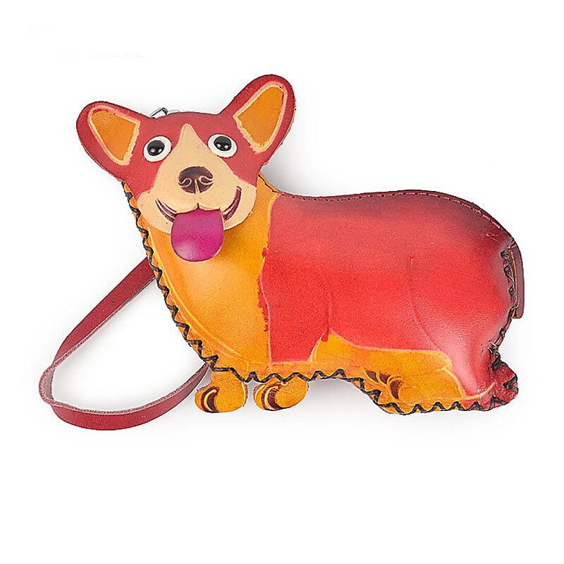Handmade imitation leather Hand Bag Simple Fashion Personality Cute Cartoon dog Purse (Color: red) - ebowsos