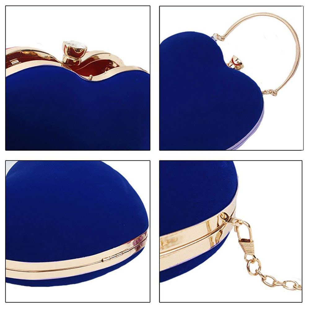 Heart Shape Clutch Bag Messenger Shoulder Handbag Tote Evening Bag Purse,blue - ebowsos