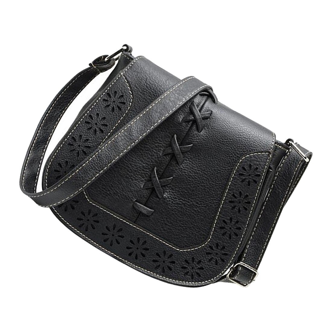 Hot Fashion Women Leather Handbags Retro Hollow Out Crossbody Shoulder Bag Hollow Out Lady Vintage Bag bags Black - ebowsos