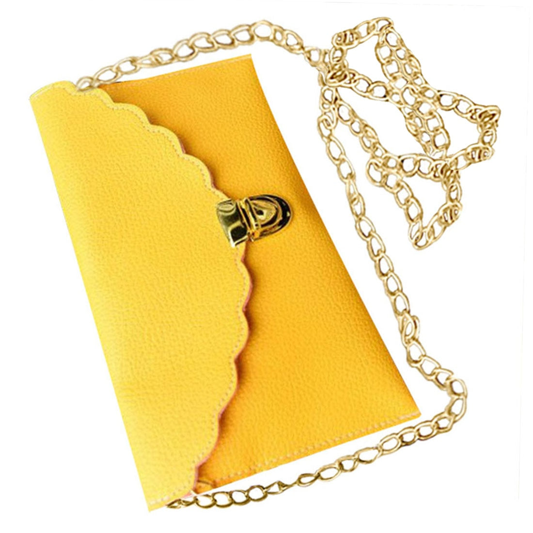 Hot Ladies Handbag Imitation Leather Shoulder Bag Fashion Wallet Long Metal Chain Lady Handbag - ebowsos