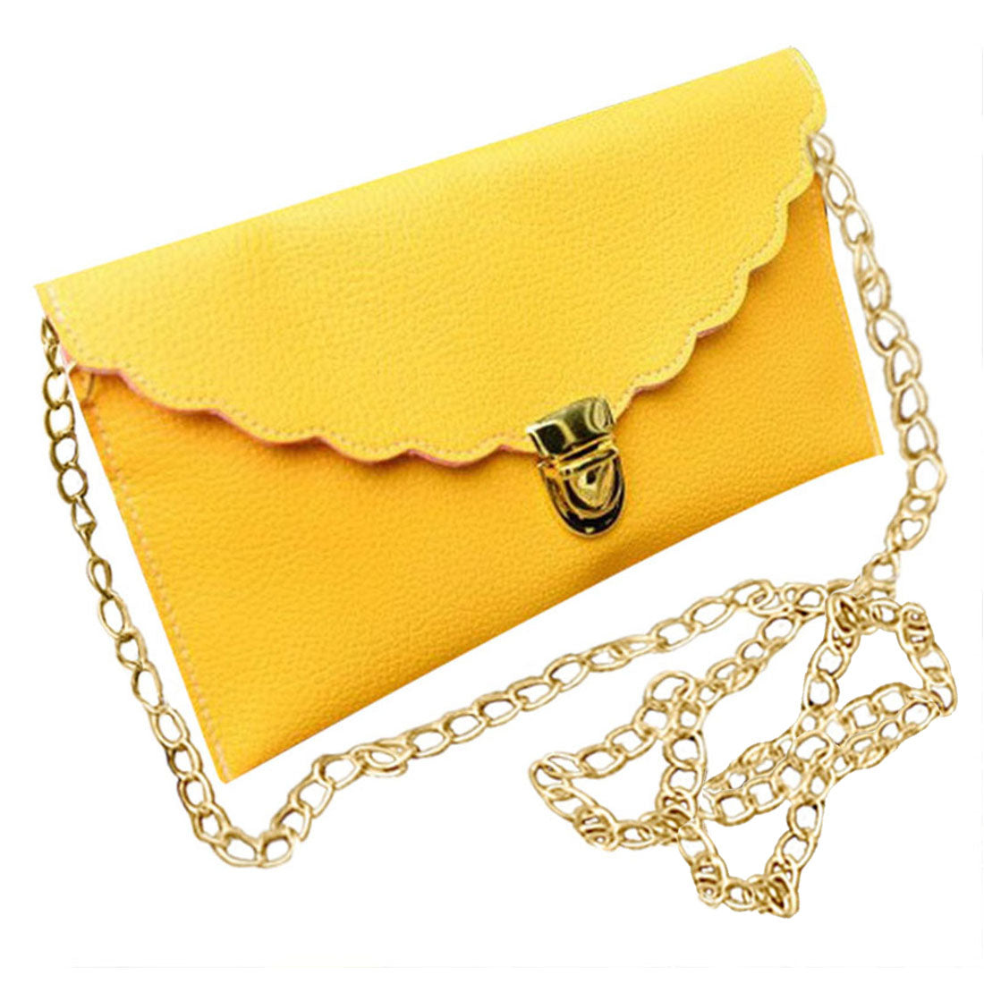 Hot Ladies Handbag Imitation Leather Shoulder Bag Fashion Wallet Long Metal Chain Lady Handbag - ebowsos