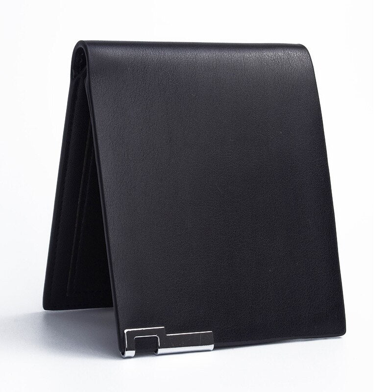 Hot Luxury Men's Bifold ID Card Holder Billfold Purse Wallet Handbag Clutch Black+Blue Edge - ebowsos